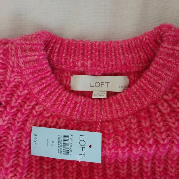 NWT Loft pink cable knit sweater, PXS - Picture 5 of 7